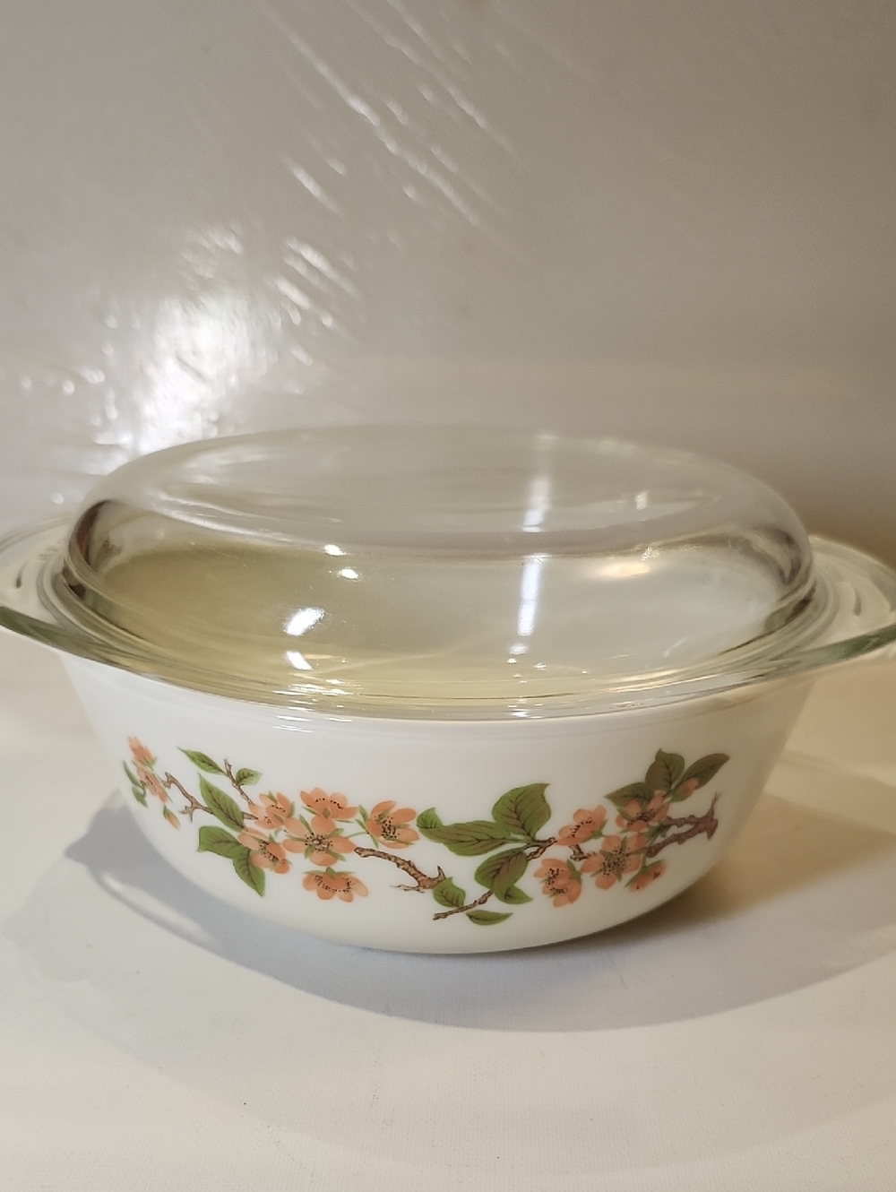 Vintage Pyrex Cherry Blossom Jaj  Casserole Dish with Lid England 8"